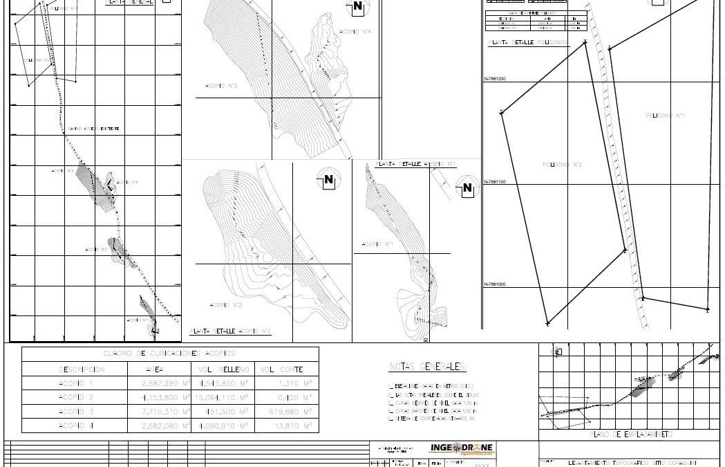 Topografía Calculo volumétrico de acopios de áridos Quebrada Blanca